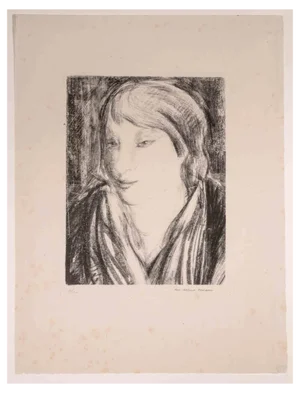 Luc-Albert Moreau, Portrait of Woman, Lithograph, Early 20th Century
