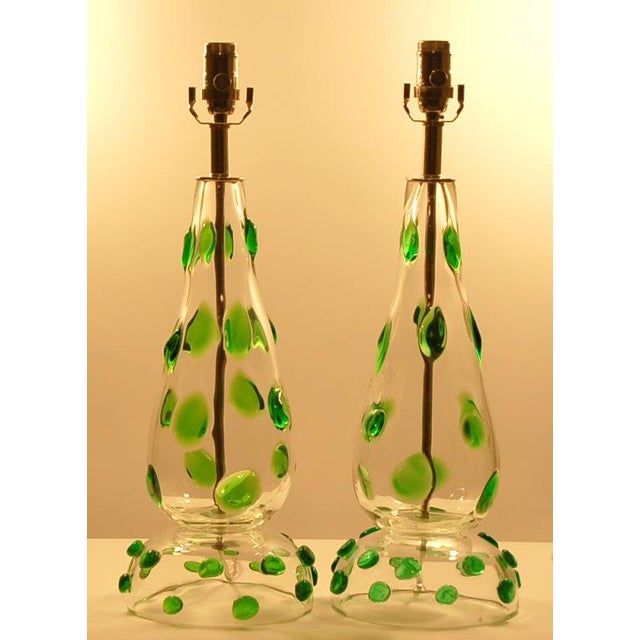 Murano Green Prunts on Vintage Murano Lamps For Sale - Image 4 of 8