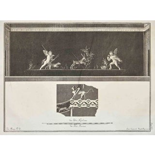 Giovanni Elia Morghen, Ancient Roman Fresco Herculaneum, Etching, 18th Century For Sale