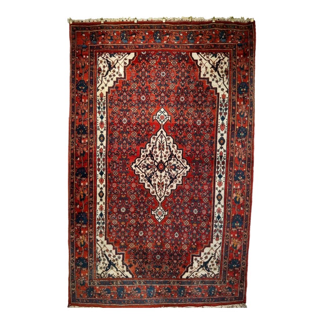Antique Persian Bidjar Area Rug, Handwoven Wool, Herati Design, 1920s For Sale