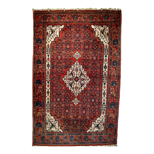 Antique Persian Bidjar Area Rug, Handwoven Wool, Herati Design, 1920s