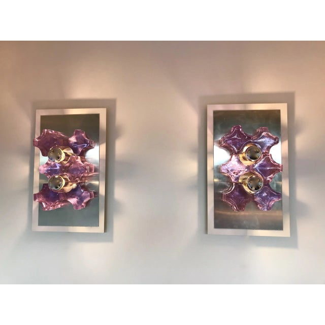 Biancardi and Jordan Pressed Glass Sconces by Biancardi and Jordan Arte, Italy, 1970 - A Pair For Sale - Image 4 of 13