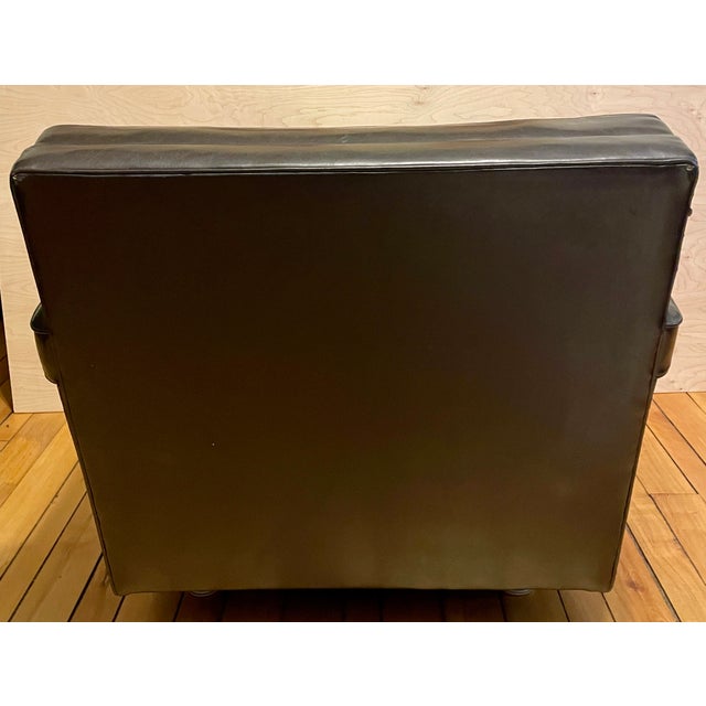 Rare pair of Vintage box-style dark espresso club chairs acquired from the legendary Imperial Hotel in Tokyo by their long...