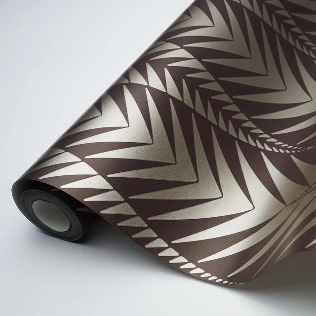 Schumacher Sample - Schumacher x Neisha Crosland Zebra Wallpaper in Brown Silver For Sale - Image 4 of 5