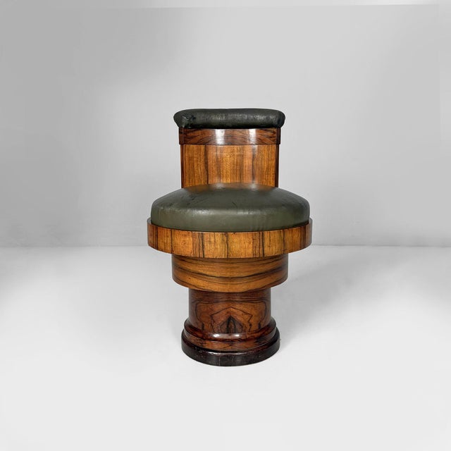 Art Deco Italian Wooden and Green Faux Leather Chairs, 1930s, Set of 3 For Sale - Image 13 of 18