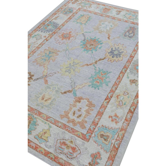 Blue Early 21st Century Multicolor Handwoven Turkish Oushak Rug 5'2" X 7' For Sale - Image 8 of 10