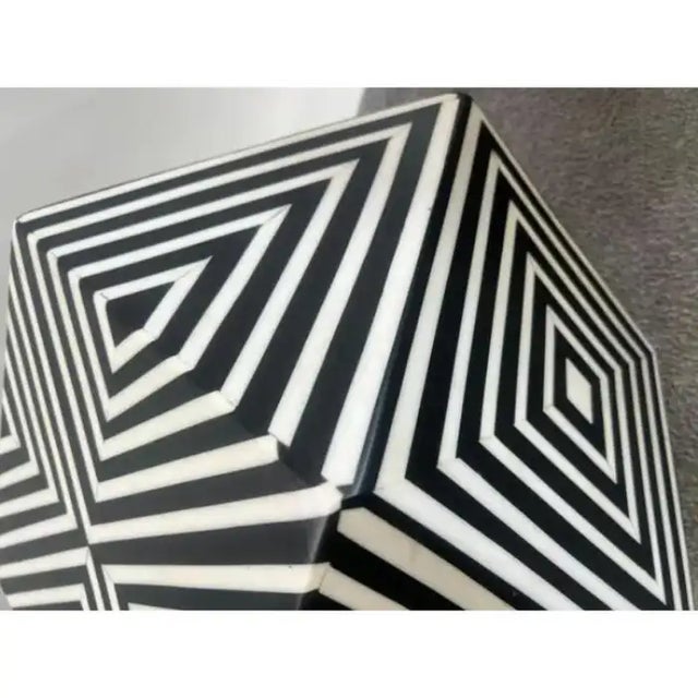 Art Deco Style Sculptural Resin Black & White Pedestal , Side End Table or Stool For Sale - Image 4 of 10