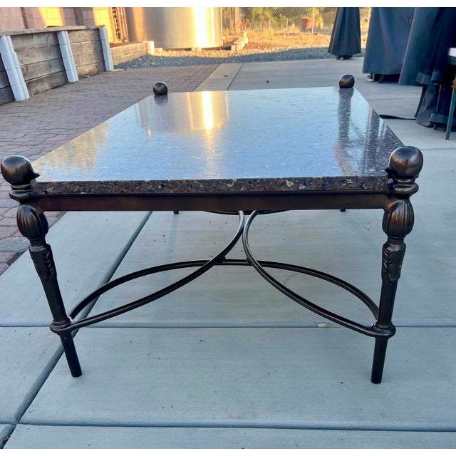Mediterranean Michael Taylor Montecito Outdoor #2080 Cocktail Table W/ Stone Top For Sale - Image 3 of 5