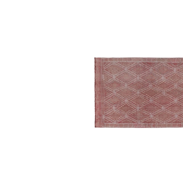 Mid-Century Modern Mid Century Diamond Turkish Kilim Runner Rug For Sale - Image 3 of 13