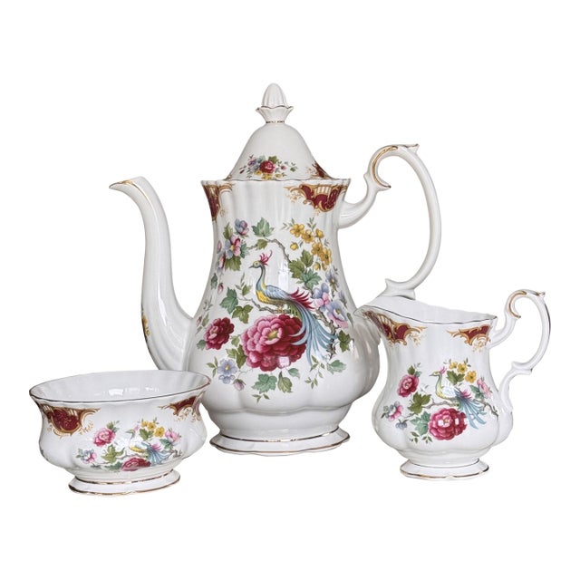Royal Albert Chatelaine Coffee Pot, Sugar & Creamer - Set of 3 For Sale