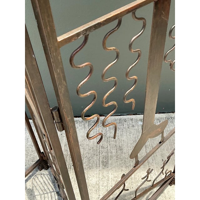 Vintage Iron Abstract Figurative Folding Screen For Sale - Image 10 of 12