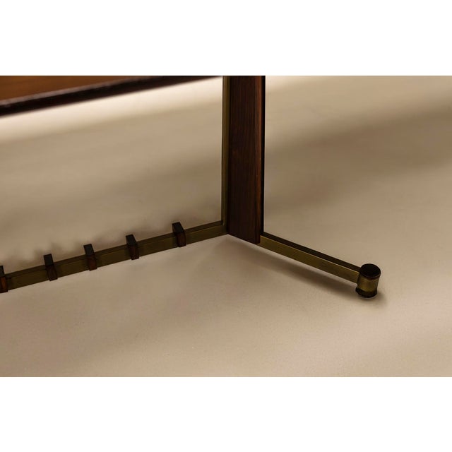 Brown Vintage Italian Dining Table in Mahogany, Rosewood and Brushed Brass, Italy For Sale - Image 8 of 12