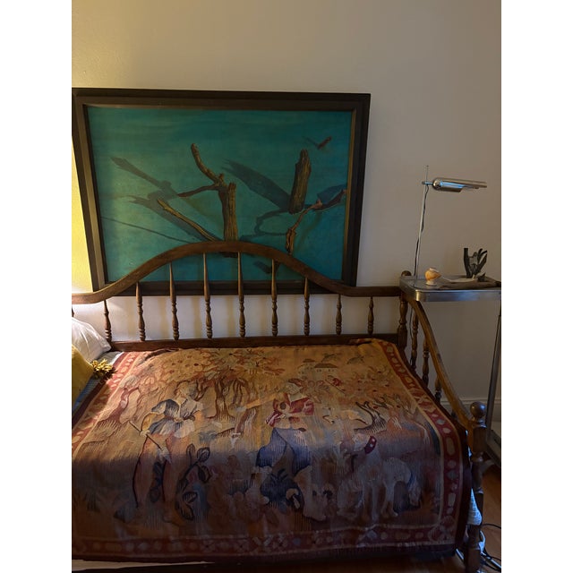 Mid 20th Century Earth Tone Hunting Scene Wool Tapestry For Sale - Image 11 of 12