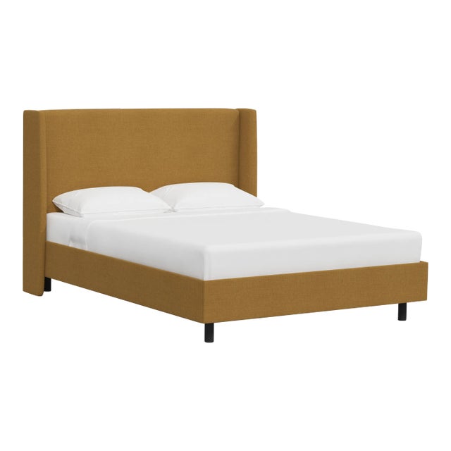 Jordan Twin Wingback Platform Bed in Zuma Sesame For Sale