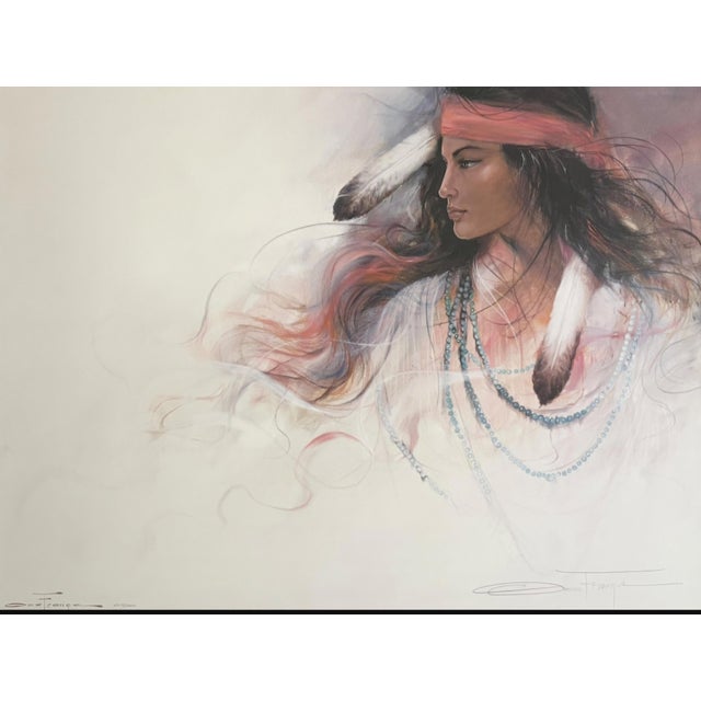 ​A striking and sensitive vintage limited edition lithograph, "Navajo Daydream," by celebrated Brazilian-American artist...
