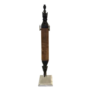 African Hand Carved Wood Scroll Objet