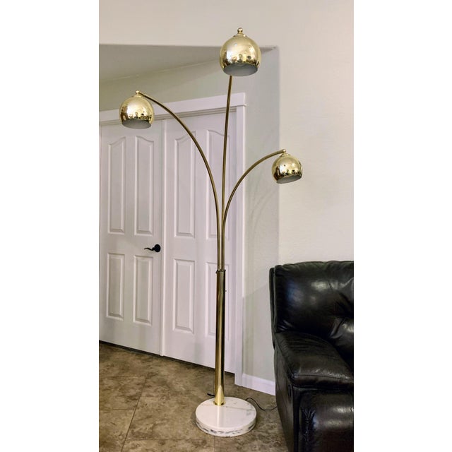 Mid Century Modern Three Arm Brass Arc Floor Lamp Chairish