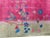 1920s Raspberry Pink Open Field Floral Antique Chinese Art Deco Carpet Wool Rug For Sale - Image 11 of 12