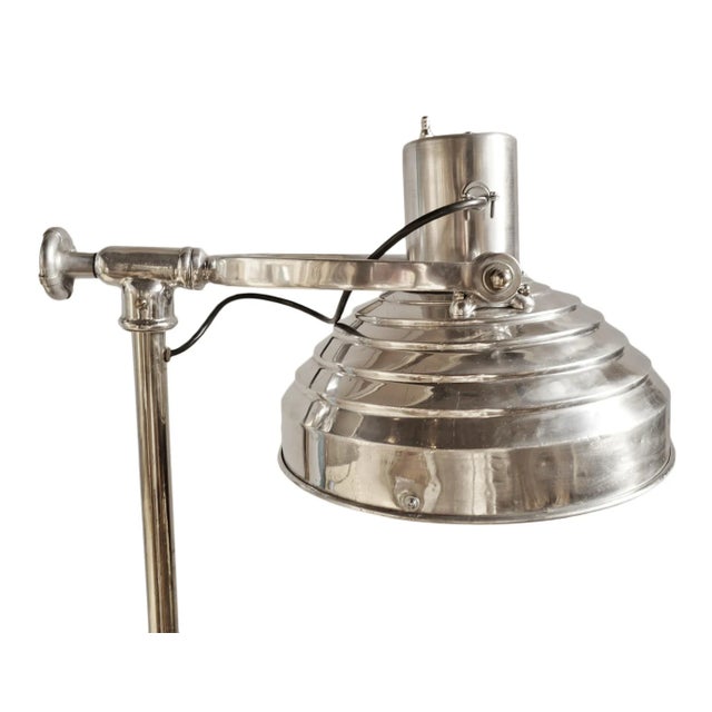 Mid 20th Century Vintage Mid 20th Century Chrome Industrial Floor Lamp on Wheels For Sale - Image 5 of 13