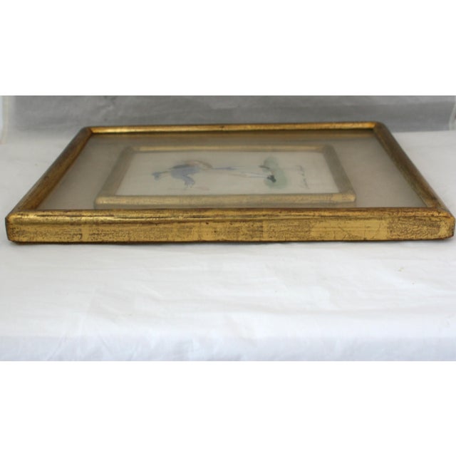 Gold Antique Framed Italian Watercolor Painting "Venditore Di Agnelli" Street Cry Lamb Seller For Sale - Image 8 of 11