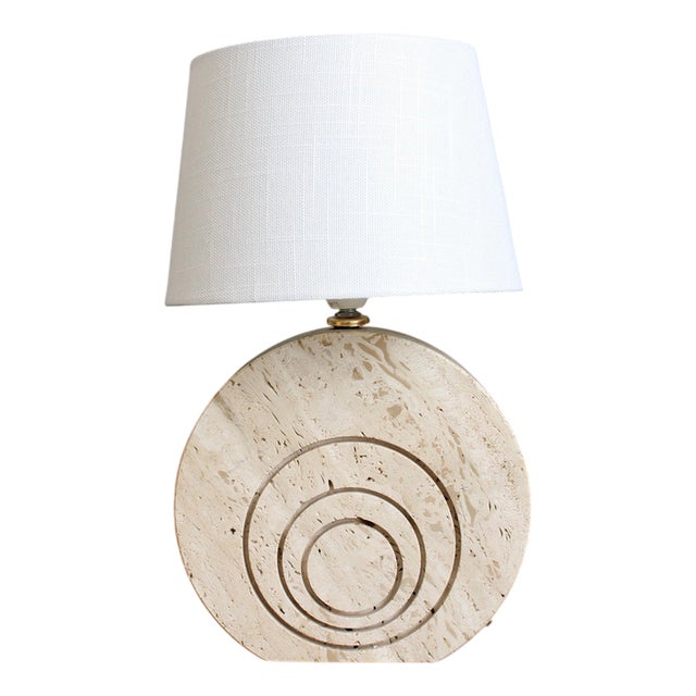 Vintage Travertine Table Lamp, 1980s For Sale