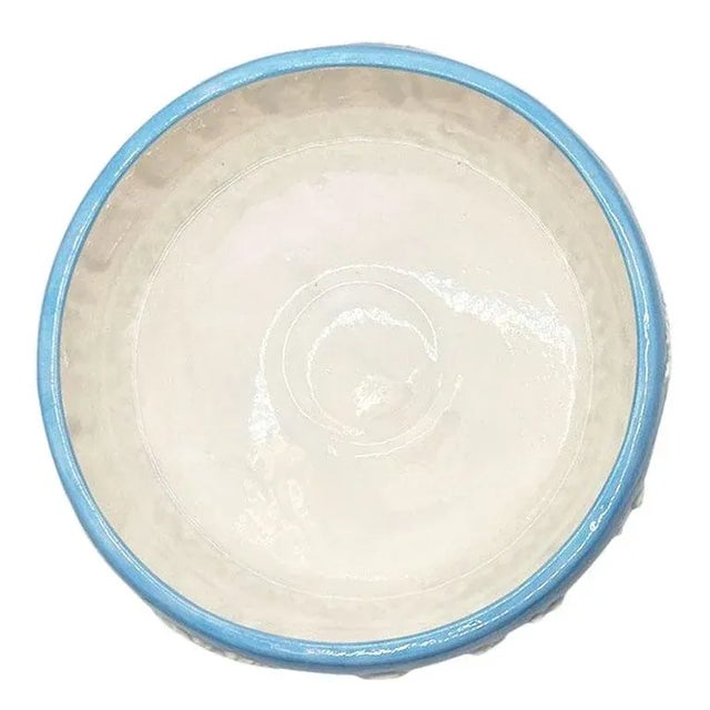 1970s Vintage Ceramic Baby Blue Decorative Covered Dish With Lid and White Figures For Sale - Image 5 of 6