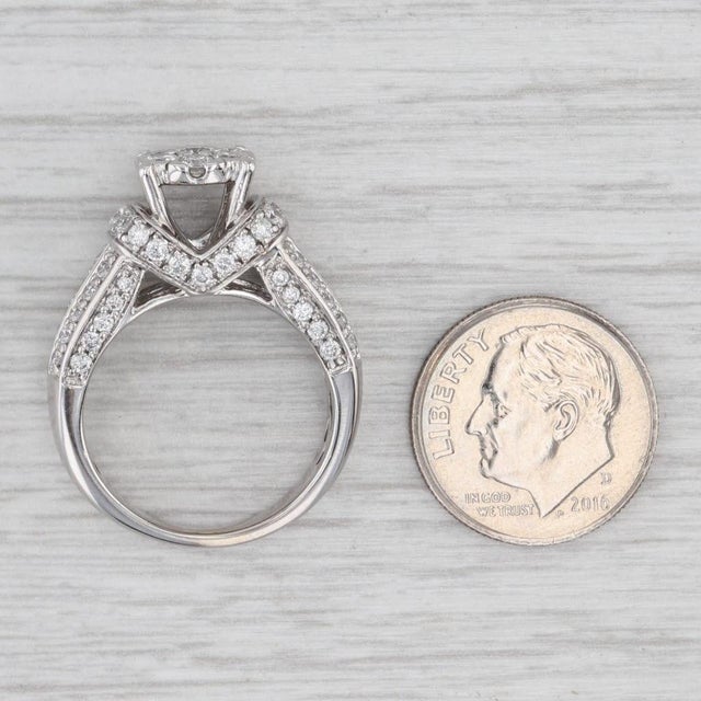 Metal 1.14ctw Diamond Cluster Engagement Ring 14k White Gold Size 7 Cathedral For Sale - Image 7 of 8
