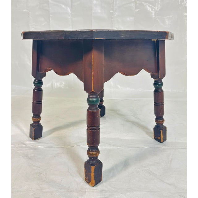 Wood 1920s California Spanish Revival Tile Top Octagonal Side Table For Sale - Image 7 of 9