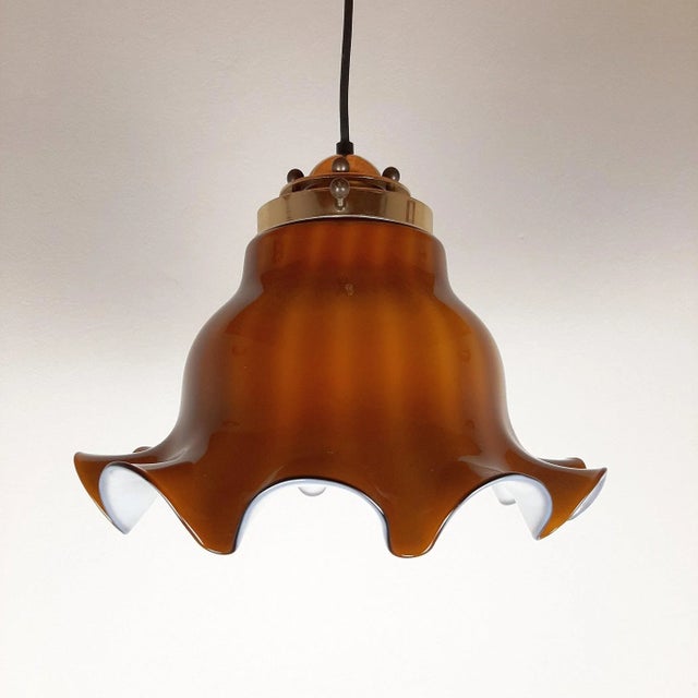Brown Glass Pendant Lamp, 1970s For Sale - Image 4 of 11