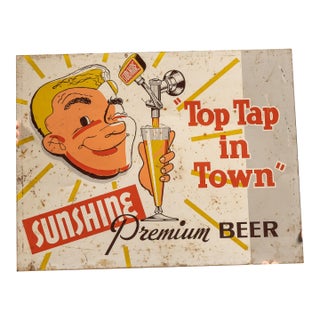 Vintage Sunshine Beer Single-Sided Tin Sign For Sale