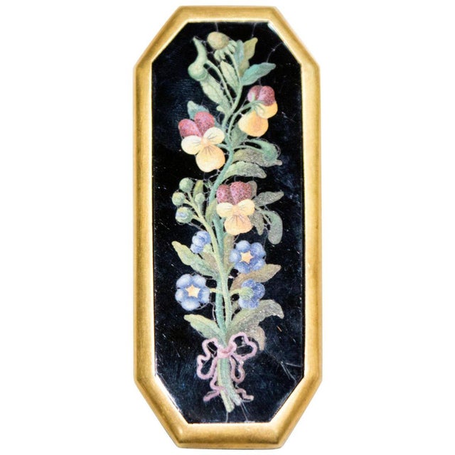 Small Antique Plate with Pansies and Forget-me-not Flowers For Sale - Image 5 of 5