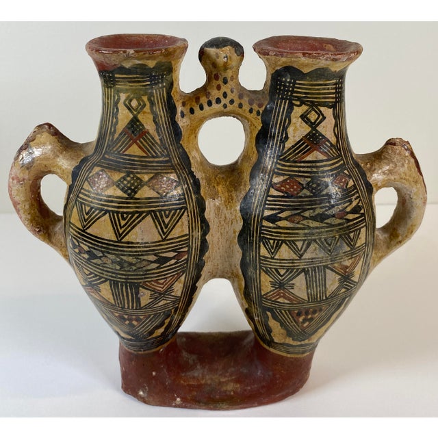 Mid 20th Century Vintage Double-Chamber Geometric Ceramic Vessel, Marked and Dated 11-8-54 For Sale - Image 5 of 7