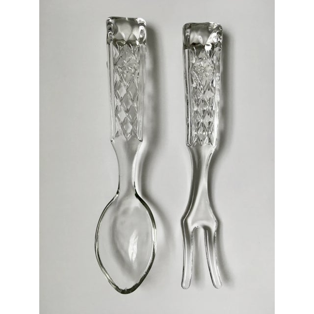 Transparent Mid 20th Century Pressed Clear Glass Serving Utensils- a Pair For Sale - Image 8 of 13