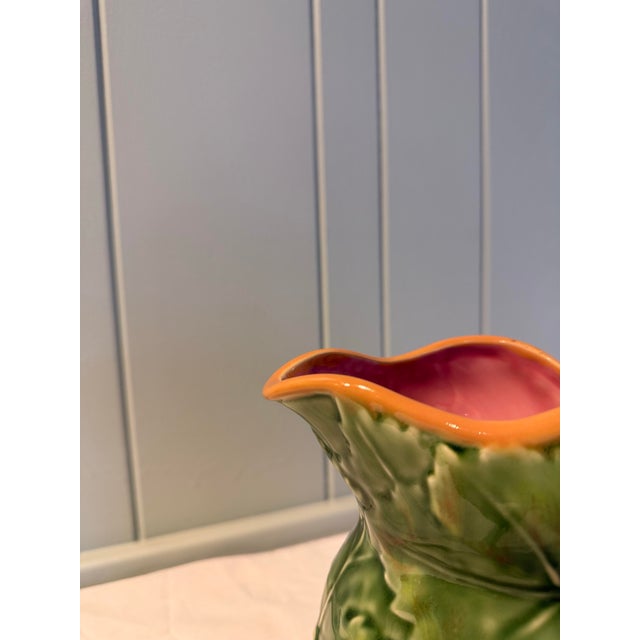 Ceramic Vintage Majolica Style Grape Wine Pitcher With Blue/Purple Grapes For Sale - Image 7 of 11