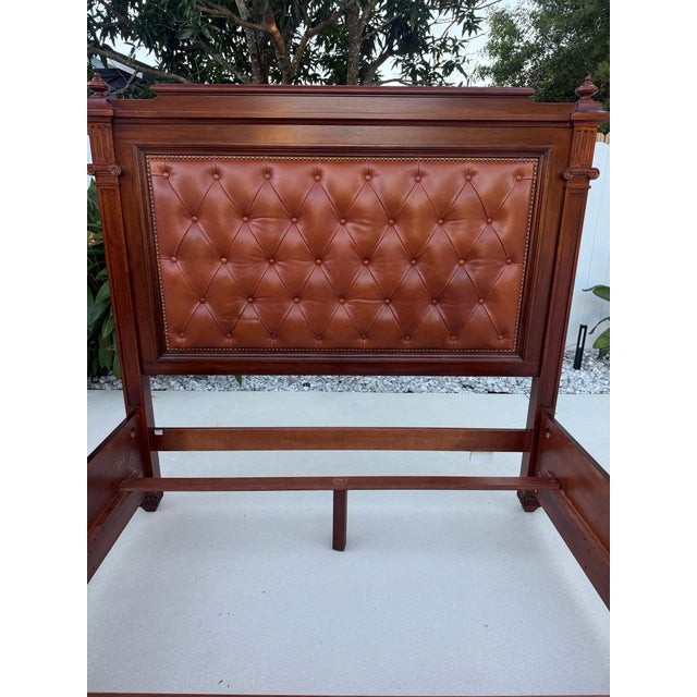 Ralph Lauren Ralph Lauren Continental Queen Tufted Leather Bed For Sale - Image 4 of 12