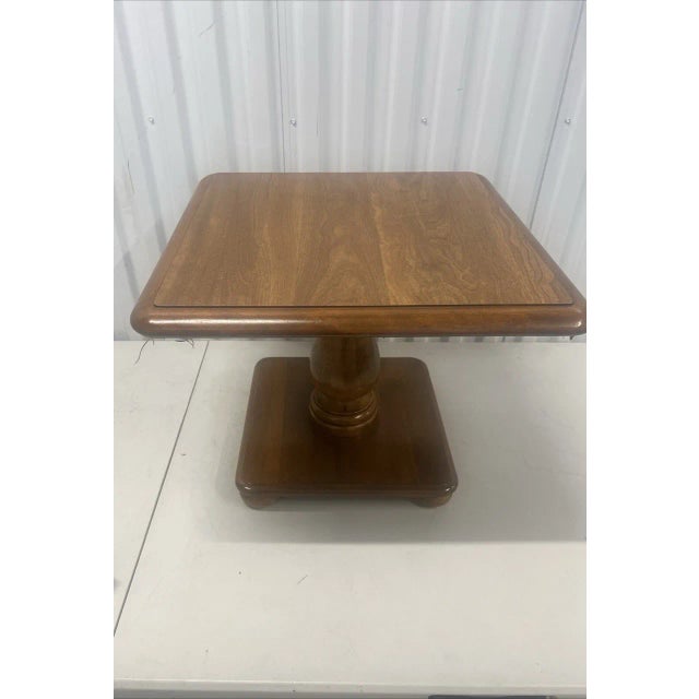 Vintage Ethan Allen Nutmeg Heirloom Pedestal Lamp End Table Side For Sale - Image 9 of 9