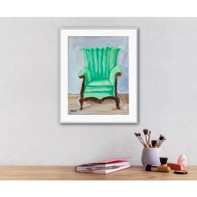"Green Chair" Contemporary Still Life Original Oil Painting on Canvas by Lisa Haas For Sale - Image 4 of 12
