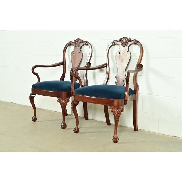 English Smith & Watson Georgian Carved Mahogany Armchairs, Pair For Sale - Image 3 of 14