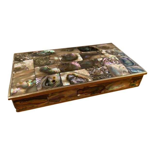 1960s Mexican Mother-of-Pearl Silver Box For Sale