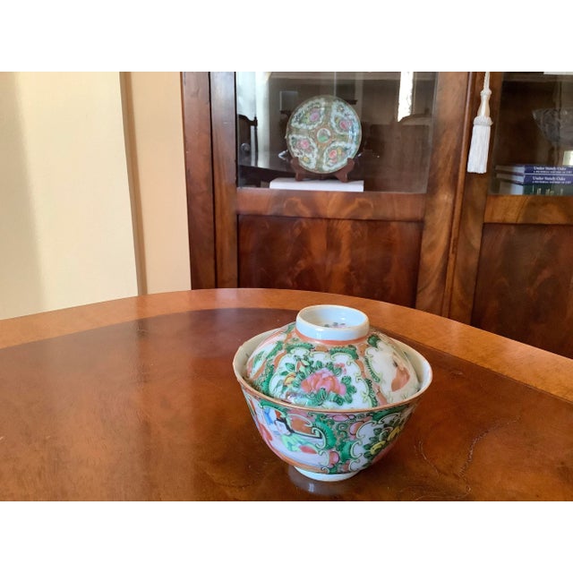 Beautiful Antique Rose Medallion Candle holder 3 3/4' tall by 4' wide. Hand-painted, late 19 Century