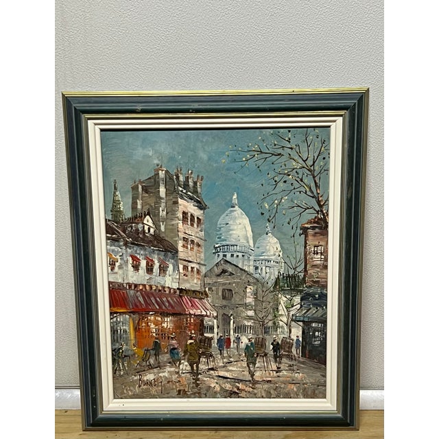 Mid-Century Modern Vintage Original Oil Painting of Paris Signed For Sale - Image 3 of 5