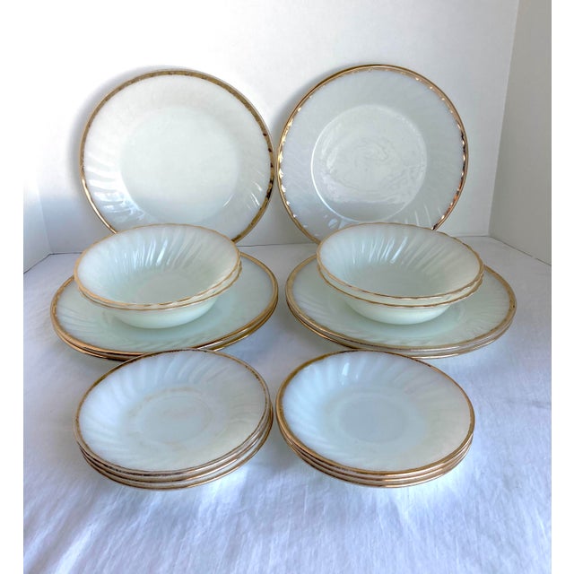 Vintage Anchor Hocking Suburbia Shell White Milk Glass Dishware with