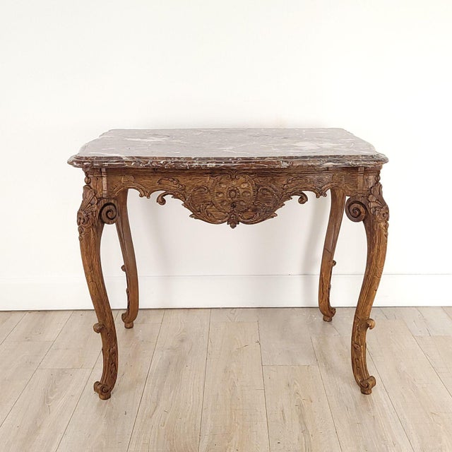 French Oak Régence Period Center Table With Marble Top, Early 18th Century For Sale In San Francisco - Image 6 of 12