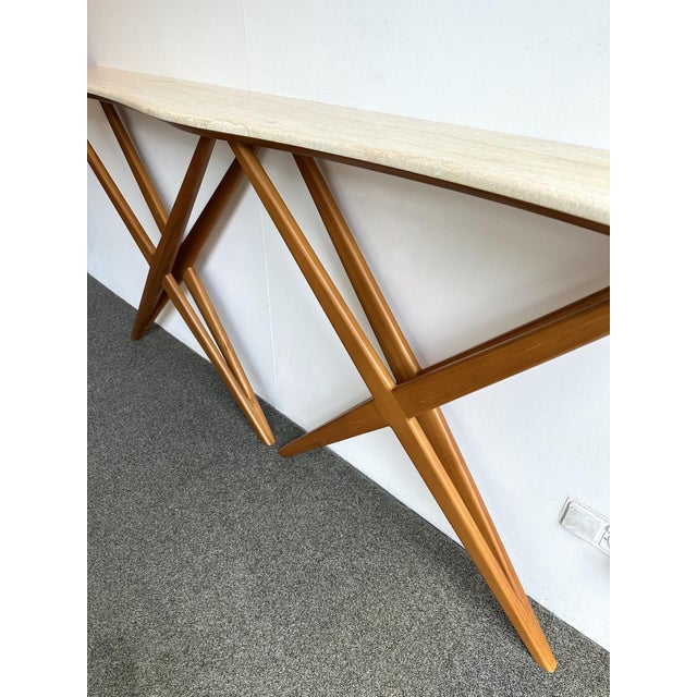 Wood and Marble Wave Console Table. Italy For Sale - Image 6 of 10