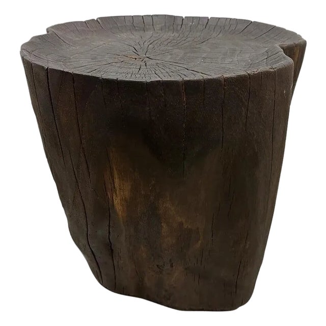 Andrianna Shamaris Charred Teak Wood Tray Side Table For Sale