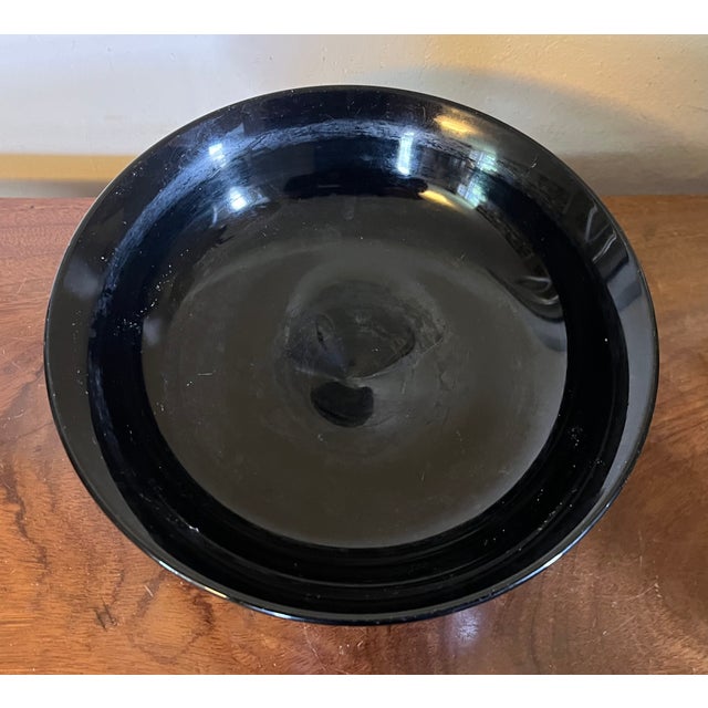 Antique Early 20th Century Black Amethyst Glass Footed Fruit Bowl or Centerpiece Tazza For Sale - Image 10 of 12