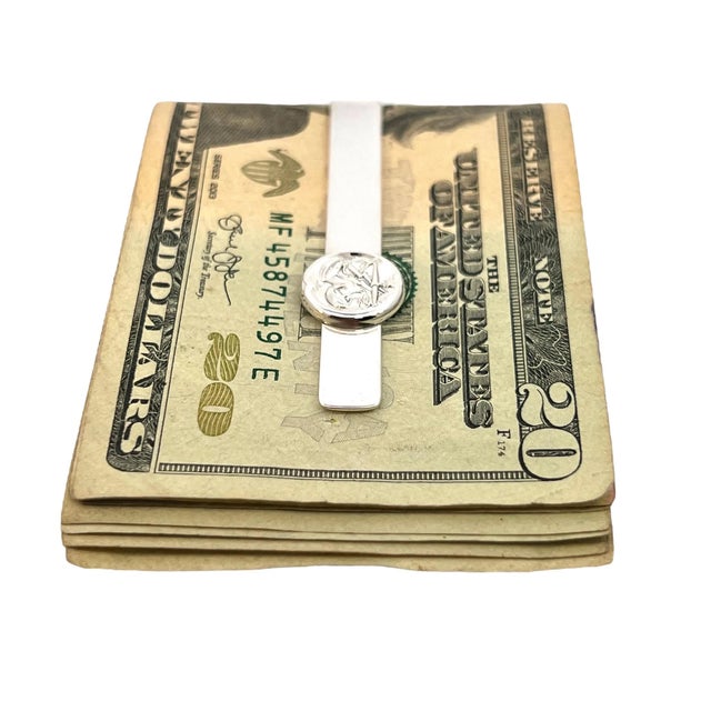 Georg Jensen 1990s Georg Jensen Estate Money Clip Tie Clip Silver For Sale - Image 4 of 12