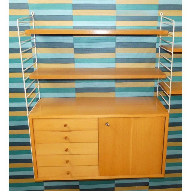 Swedish String Shelving Unit with Drawers in Elm by Nisse Strinning for String, 1950s For Sale - Image 13 of 18