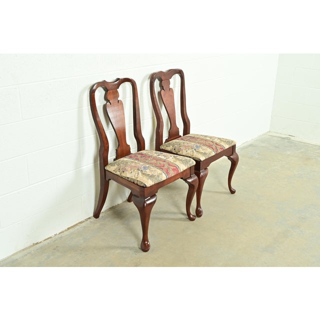 Baker Furniture Company Baker Furniture Style Queen Anne Solid Cherry Wood Side Chairs or Dining Chairs, Pair For Sale - Image 4 of 13