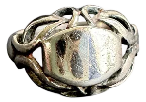 Vintage Signet Ring Sterling Silver Isreal Dainty Pinky Ring Size 4.75 - 5